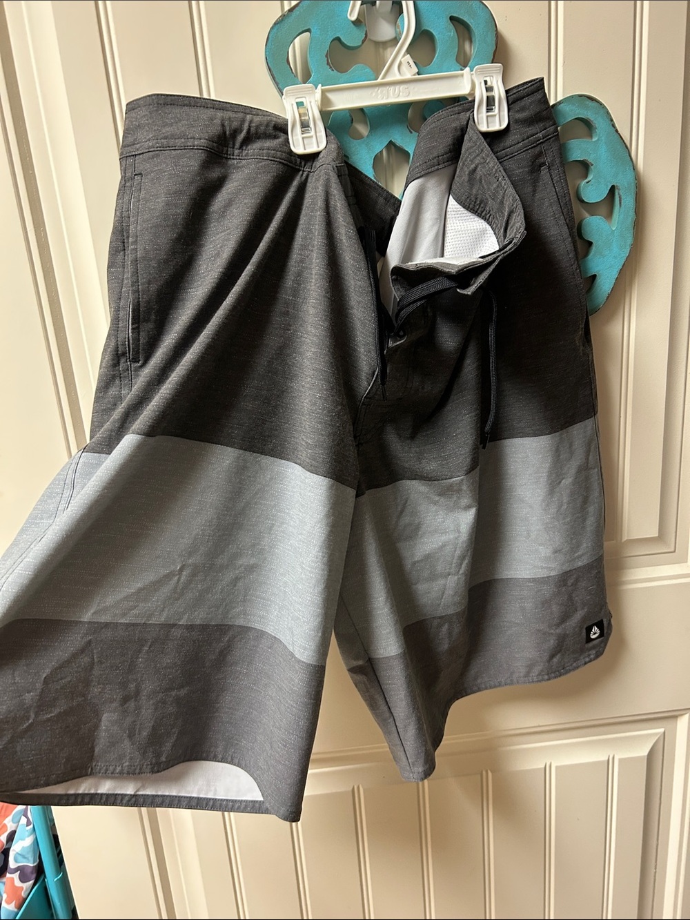 Men's Gray Stripe swim Board Shorts